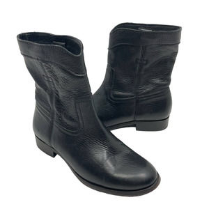 Frye Cara Roper Black Leather Short Ankle Western Boots